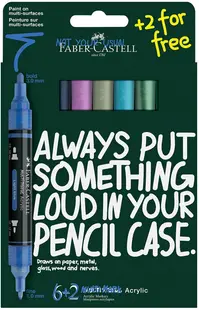 Set markere acrilice Faber-Castell Multimark - Frost, 6+2 bucăți