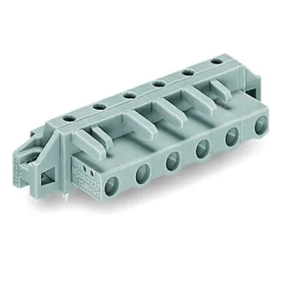 THT female header; 0.6 x 1.0 mm solder pin; angled; clamping collar; Pin spacing 7.5 mm; 16-pole; gray