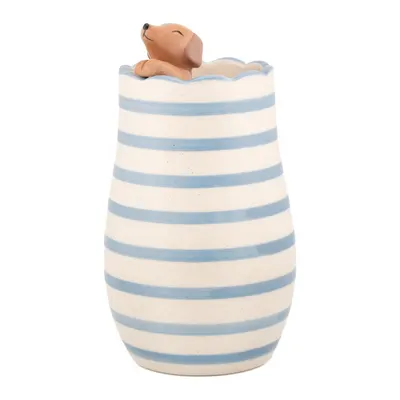 Vază albă din dolomită (înălțime 18,5 cm) Peeking Sausage Dog – Sass & Belle