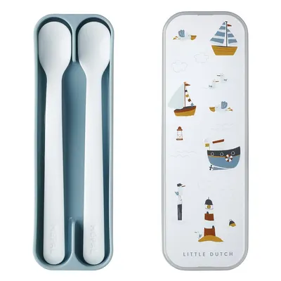 Linguri pentru copii albe/albastru-deschis din plastic 2 buc. Sailors Bay by Little Dutch – Mepal