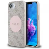 Husa MagSafe pentru Apple iPhone 17e / 16e, Guess, 4G Circle Classic Logo, Roz