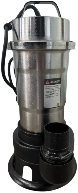 Pompa Apa Murdara Submersibila Inox Fara Plutitor GW GW7517, Putere 1100W (1.1KW), Cablu Alimentare 6.7m, Inaltime 41cm, Latime 20cm, Circumferinta 40.5cm, Carcasa Otel Inoxidabil, Pentru Evacuare Apa cu Impuritati