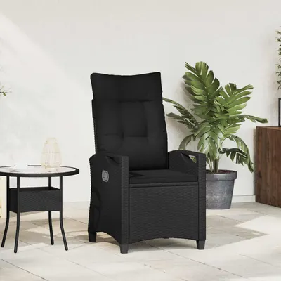 vidaXL Scaun de grădină rabatabil Negru 56 x 60 x 112 cm poliratan