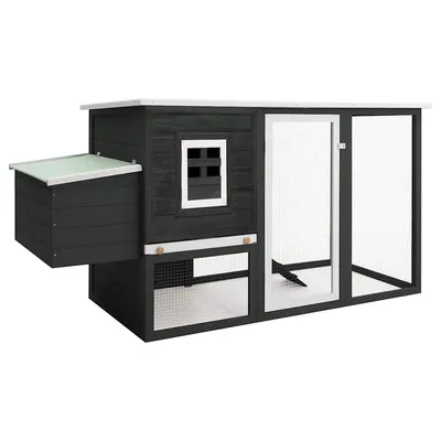 vidaXL Coteț de păsări de exterior, casă găini cu 1 cuibar, gri, lemn