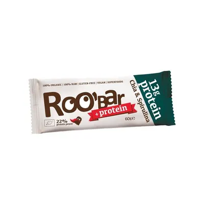 Baton proteic cu chia si spirulina bio 60g Roobar