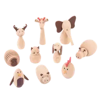 Set 10 animale din lemn Lumea Animalelor