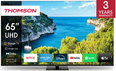 Televizor smart Thomson 65UG5C14, 65'', 4K, DLED, UltraHD, HDR10, 2x10W Dolby, Google TV, Swivel Stand, negru
