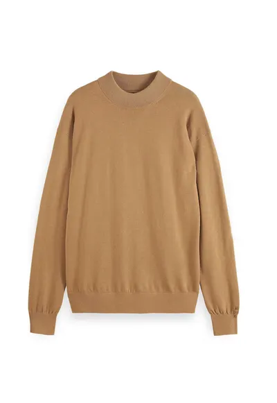 Pulover tricotat fin din amestec de lana 174115 - Maro deschis