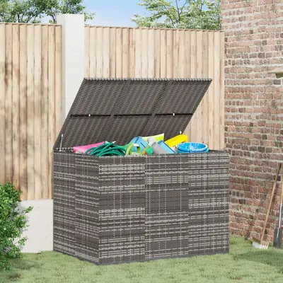 vidaXL Ladă grădină pentru perne, gri, 145x100x103 cm, ratan PE