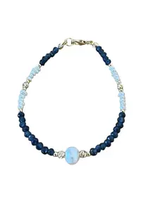 Bratara dama eleganta Indira din safir si perle naturale cu argint placat cu aur - 925 - 16.5+3.5 cm
