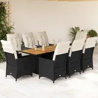 Gossi set mobilier de gradina cu perne, 9 piese, negru, poliratan