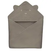 Prosop de baie, Lionelo, Cu gluga, Din muselina, 100% bumbac, 80x80 cm, Absorbtie eficienta, Bej inchis