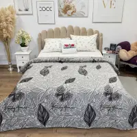 Patura pufoasa cocolino 200x230cm, 240g/mp, Gri, Frunze