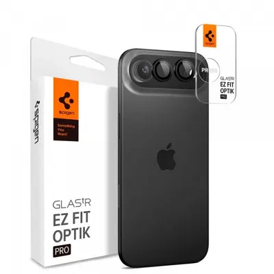 Folie de protectie Camera Spate Spigen GlastR EZ FIT Optik Pro pentru Apple iPhone 17 Air, Sticla Securizata, Set 2 bucati, Neagra AGL09863