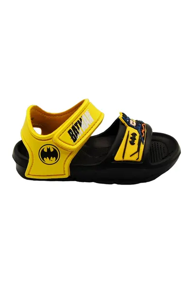 Sandale cu velcro si model Batman - Negru/Galben