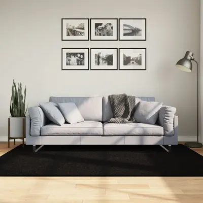 vidaXL Covor HUARTE, fir scurt, moale și lavabil, negru, 140x200 cm