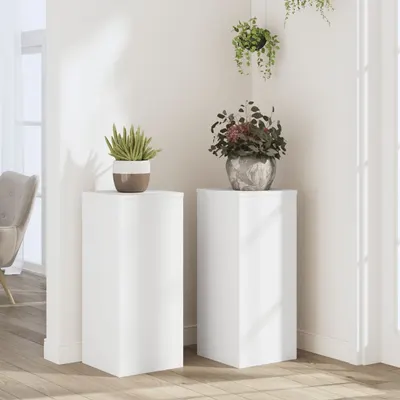 Gossi suporturi de plante, 2 buc., alb, 30x30x70 cm, lemn prelucrat