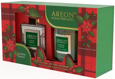 Set lumanari parfumate Areon Classic - Cu bețișoare de tămâie, Nordic Forest
