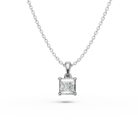Lant cu pandantiv din aur alb cu diamant princess solitaire de 0.3ct