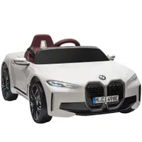 HOMCOM Masinuta Electrica pentru Copii BMW i4 cu Licenta de 12V cu Telecomanda, Baterii Portabile, Muzica, Claxon, pentru 3-6 ani Alb | Aosom Romania