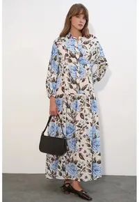 Rochie Maxi Floral - Multicolor - Maneca lunga - Casual