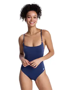 Costum de baie intreg cu insertii stralucitoare - Albastru indigo