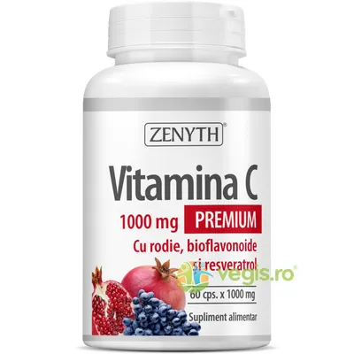 Vitamina C cu Rodie, Bioflavoniode si Resveratrol 1000mg 60cps