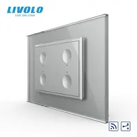 Intrerupator cvadruplu tactil, control telecomanda RF, cap scara / cap cruce, standard italian, cu rama sticla, 3M Gri