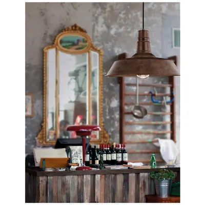 Lampa suspendata OSTERIA Rust Otel Outside Rust Inside Negru Fabric Wire LED E27 1x12W IP20 Fara bec