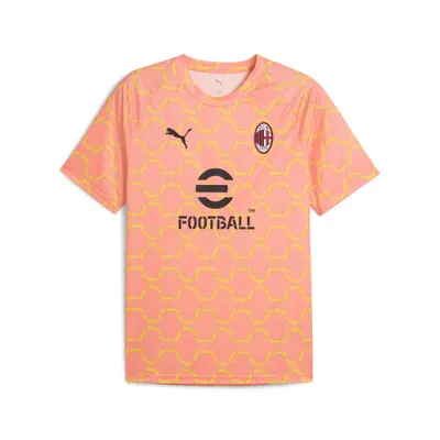Tricou fotbal bărbați slim, mânecă scurtă, guler rotund, Ac Milan Aufwärmtrikot