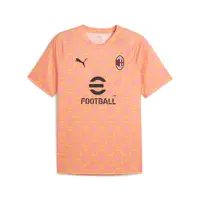 Tricou fotbal bărbați slim, mânecă scurtă, guler rotund, Ac Milan Aufwärmtrikot,