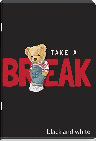 Caiet Black&White Bear - A4, 60 foi, rânduri largi, sortiment