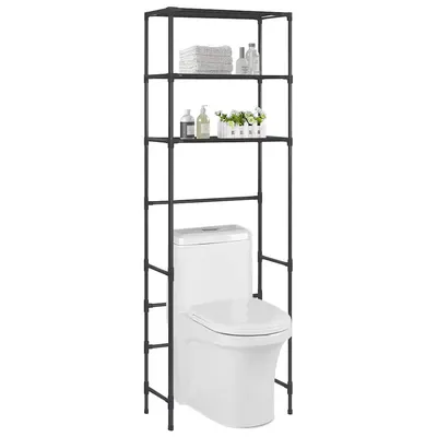 vidaXL Etajeră peste toaletă cu 3 polițe, negru, 53x28x169 cm
