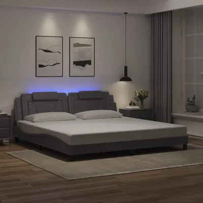 vidaXL Cadru de pat, Viana, cu LED fără saltea, gri, 200x200 cm