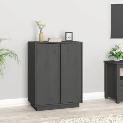 vidaXL Servantă, gri, 60x35x80 cm, lemn masiv de pin