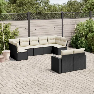 Gossi set mobilier de gradina cu perne, 9 piese, negru, poliratan