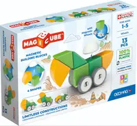 Constructor magnetic Geomag - Magicube, 13 piese, cu roți