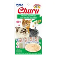 INABA Churu Creamy, Ton și Pui, plic recompense fără cereale pisici, (piure), 56g