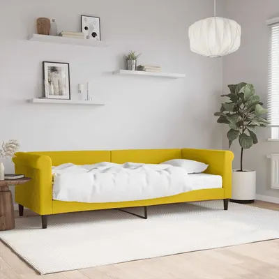 vidaXL Pat de zi cu saltea, galben, 80x200 cm, catifea