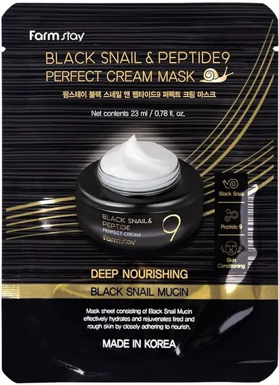FarmStay Mască facială hrănitoare Black Snail & Peptide9, 23 ml