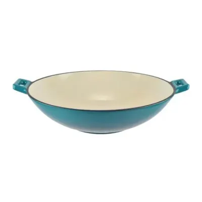 Wok din Fonta Emailata, Turcoaz, Perfect Home, 37 cm