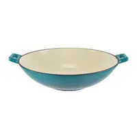 Wok din Fonta Emailata, Turcoaz, Perfect Home, 37 cm