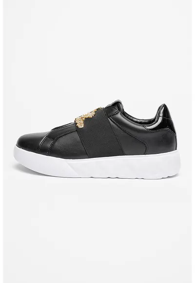 Pantofi sport de piele cu logo din strasuri - Auriu/Negru/Alb murdar