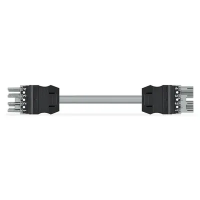 pre-assembled interconnecting cable; B2ca; Socket/plug; 4-pole; Cod. B; H05Z1Z1-F 4 x 1.0 mm²; 5 m; 1,00 mm²; gray