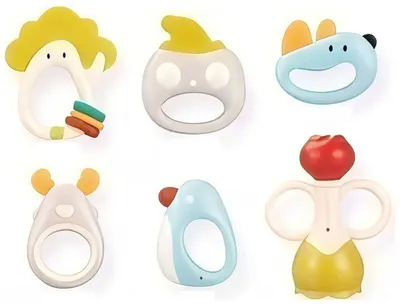 Set de zornăitoare pentru bebeluși Raya Toys - Shake the Baby Dinosaur, cu jucării dentare, 6 bucăți