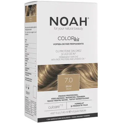 Vopsea de Par Permanenta fara Amoniac cu Proteina de Orez si Ulei de In 7.0 Blond 140ml