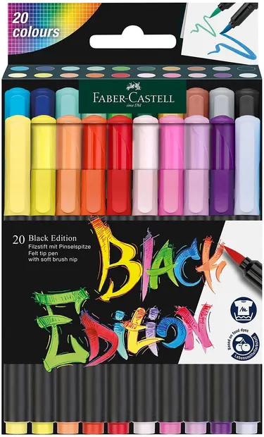 Set marker - pensule Faber-Castell Black Edition - 20 buc