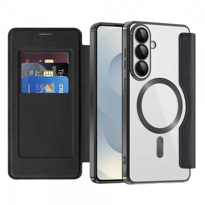 Husa MagSafe pentru Samsung Galaxy S26 Plus S947, Techsuit, SmartMag Book, Neagra