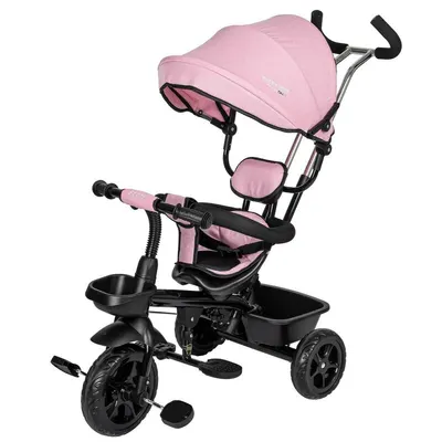Tricicleta copii, Free2Move, cu sezut rotativ 360 grade, Reglabil, Roti EVA, Mecanism de pedalare libera, Suport picioare, Pink Black, Resigilat