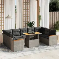 Gossi set mobilier de gradina cu perne, 10 piese, gri, poliratan